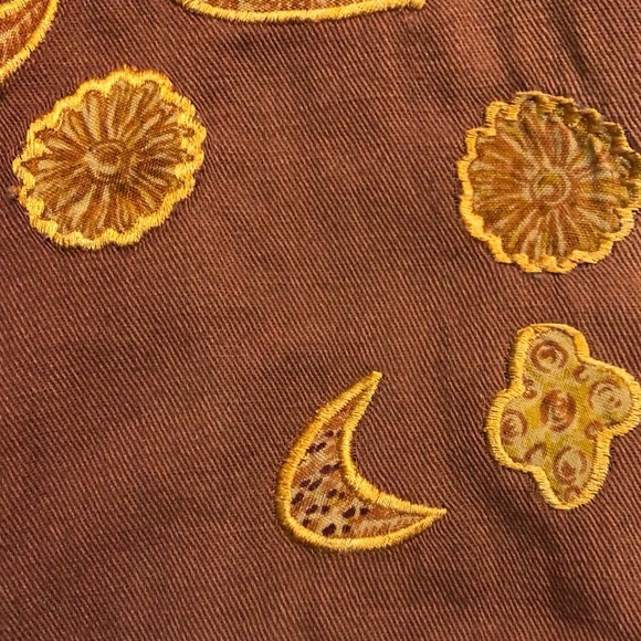 Boho Fall Festival Embroidered Appliqué Flower Leaf Vintage 90’s Bolero Vest - Picture 3 of 5